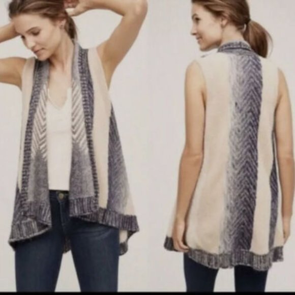 Anthropologie Sweaters - Anthropologie Sleeping on Snow Mabli Sweater Vest Beige Blue